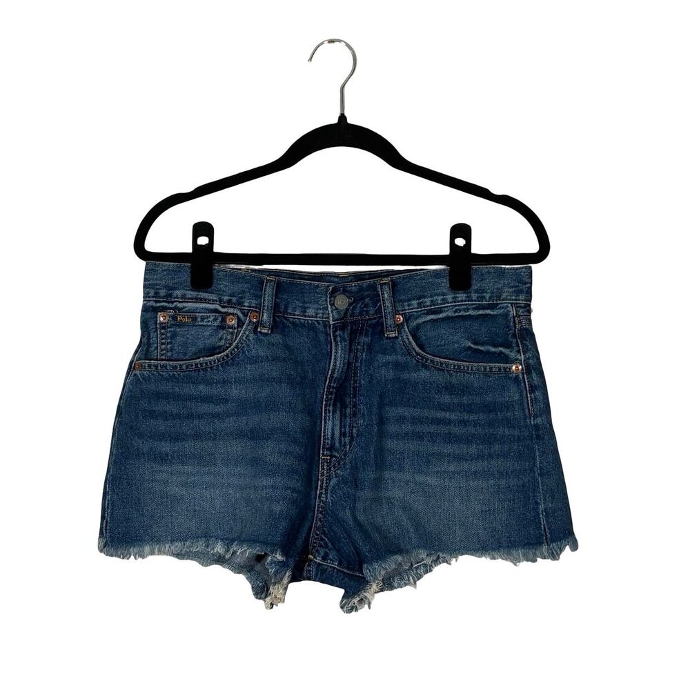Polo Ralph Lauren High Rise Denim Cutoff Shorts Womens 28 Raw Hem Side Slits